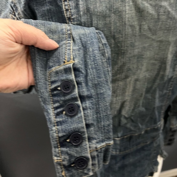 Vintage Y2K Hydraulic Rose Single Button Button Jean Jacket Sz M - Picture 3 of 6